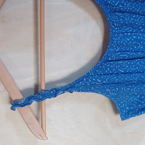 Banana Republic Blue Sleeveless Sun Dress, Ruffle Straps, Teired Skirt - Picture 5 of 13